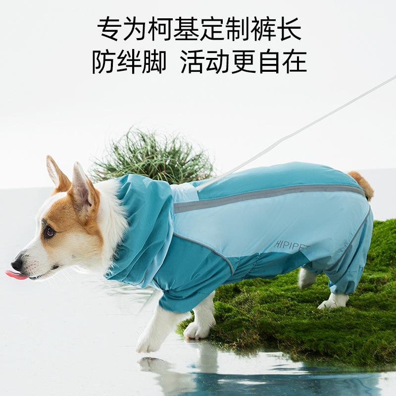 Verde todo incluido color contraste Corgi storm raincoat perro pequeño y medio día lluvioso verano impermeable humedad ropa de mascotas