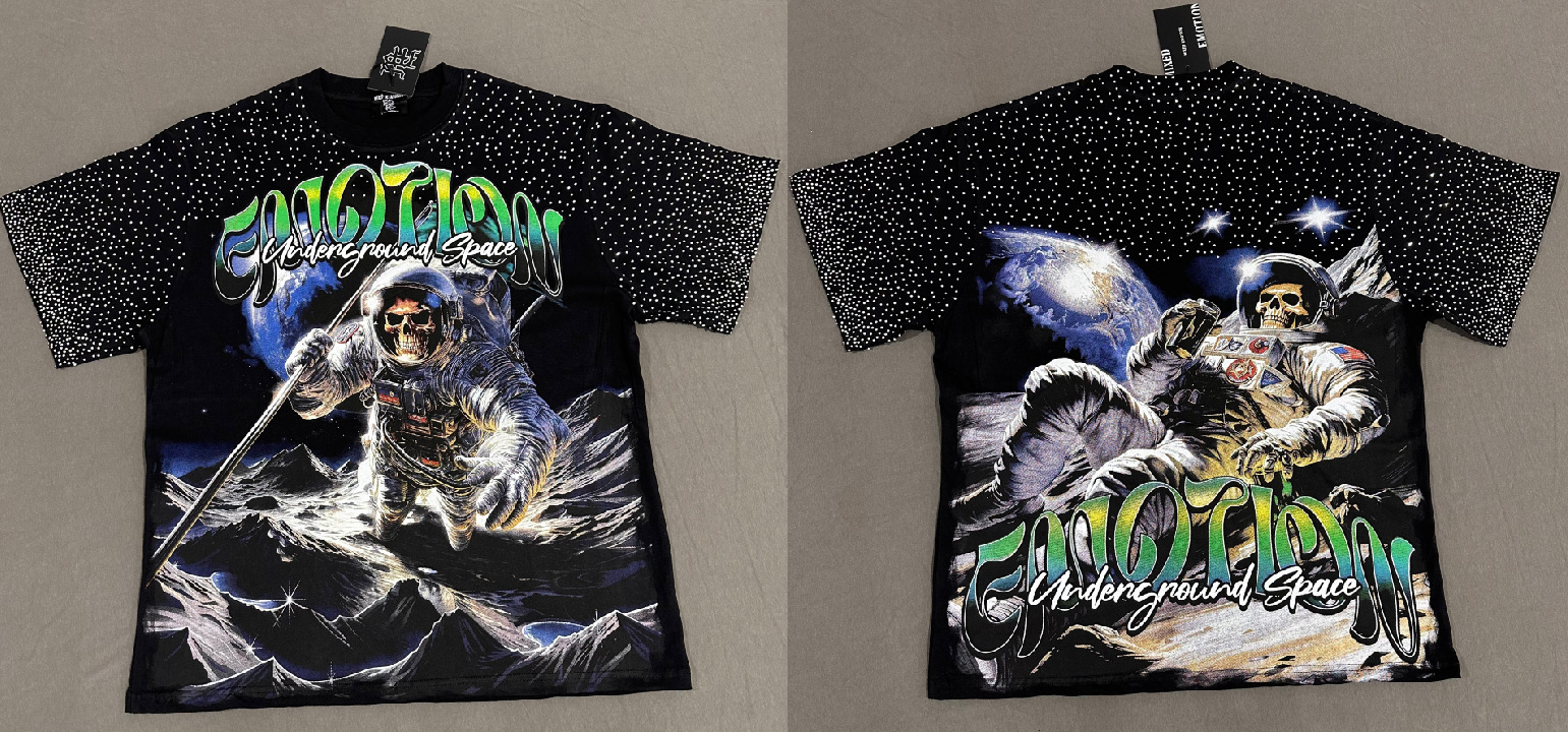 Transfronterizos MIXED EMOTION Ángel Impresión extraterrestre camiseta de hombre y mujer callejera de diamante de cuello redondo de manga corta