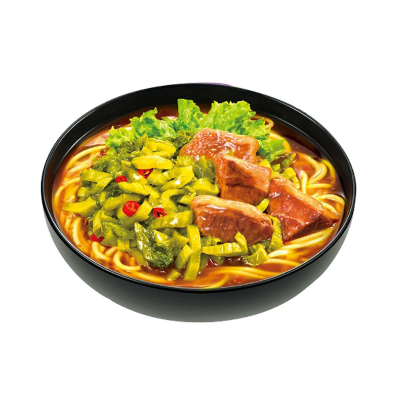 통일된 인스턴트 라면, 힘이 좋은, 통 국수, 라오탄 김치 소고기 국수, 라면, 쇠고기 찜, 붉은 기름, 튀긴 고추, 통 상자