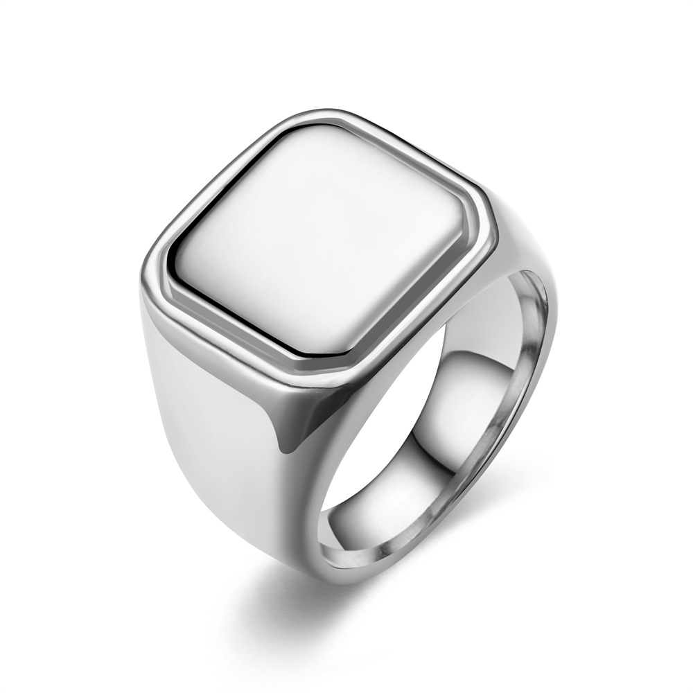 Retro Classic Style Geometric Customization Laser Engraving Titanium Steel Polishing Plating Men's Rings Men Band Rings display picture 2