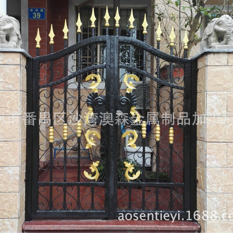 Guangzhou Wrought Iron Side Gate, Antique-Style Courtyard Gate, Fence, Community Anti-Theft Entrance, European-Style Small Iron Gate with Installation Included