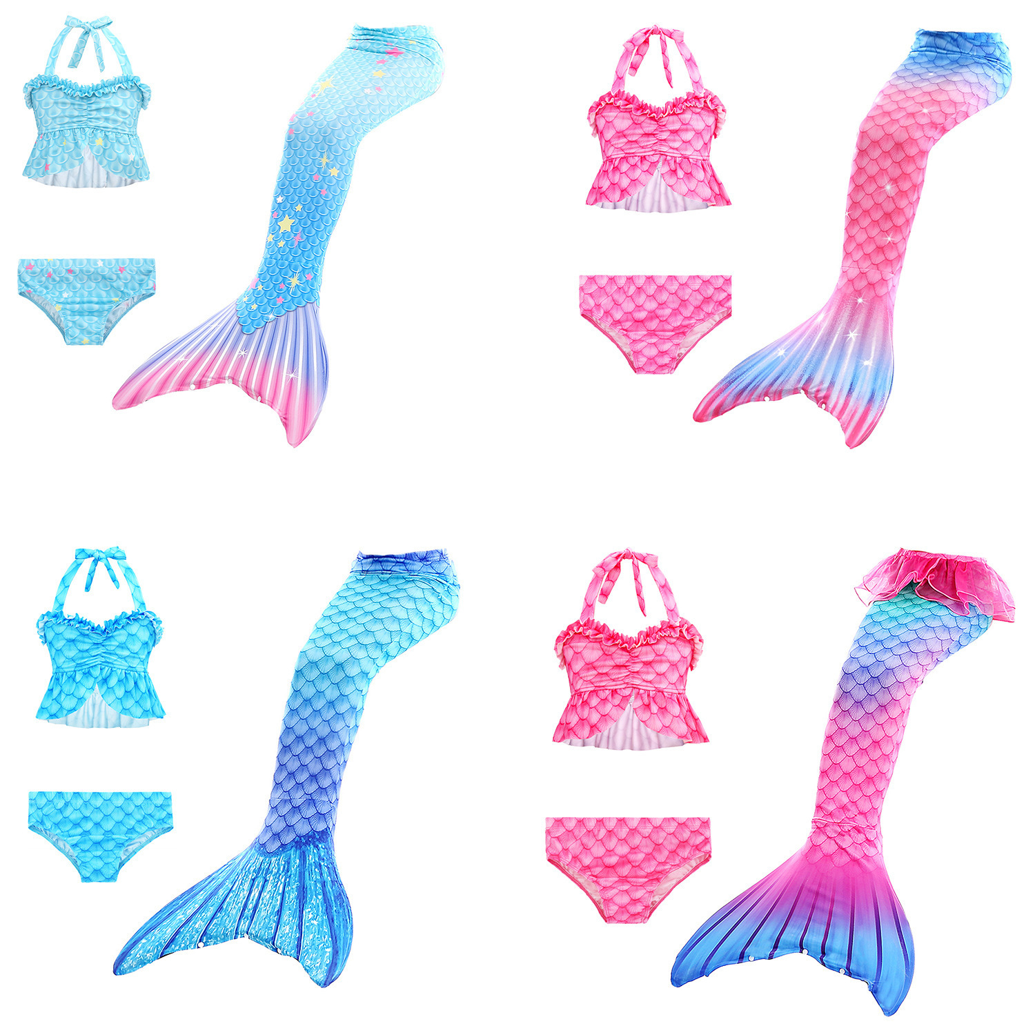 Children's Clothing European and American Export Kidsren's Mermaid Swimsuit Bikini Three-Piece Hot Spring Swimsuit Girls Swimsuit 1