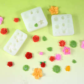 玫瑰花翻糖硅胶模具 diy荷花叶子花朵法式甜点蛋糕装饰烘焙模具