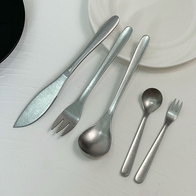 【复古做旧】柳宗理日式304不锈钢餐具叉勺酒店西餐甜品叉子勺子|undefined