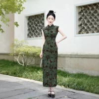 2025 новое летнее и осеннее платье в китайском стиле без рукавов Cheongsam для похудения, новое длинное платье в китайском стиле для свадебного банкета, для похудения, оптовая продажа