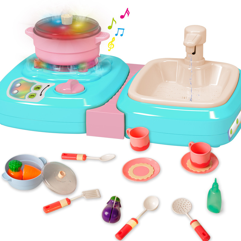 Cocina eléctrica de los niños aerosol lavabo chica casa simulación cocina aparatos de cocina vajilla