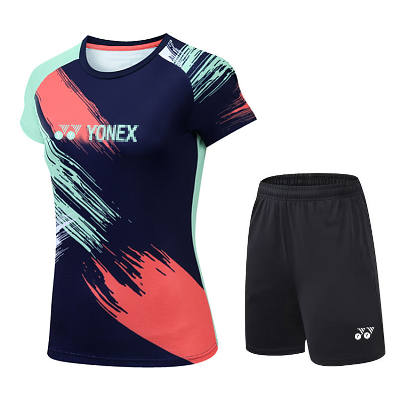 YY Badminton Suit Men and Women Couple Quick-drying T-shirt Sports Breathable Short-sleeved Competition Suit Custom Crewneck Casual suit