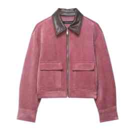 ZA跨境欧美外贸女装速卖通爆秋季时尚百搭灯芯绒皮革拼接领夹克