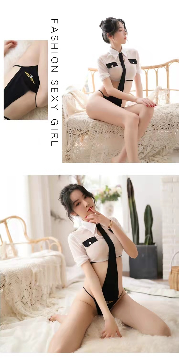Policewoman Roleplay Jumpsuit Costume with Fishnet Tights, One Size Polyester — detail image 9