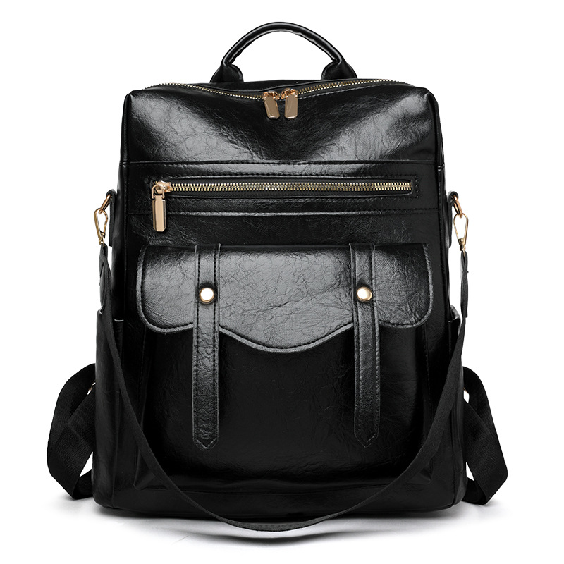 Mochila de cuero suave de comercio exterior transfronterizo para mujeres nuevo estilo retro moda británica universal mochila roja PU ocio de mediana edad