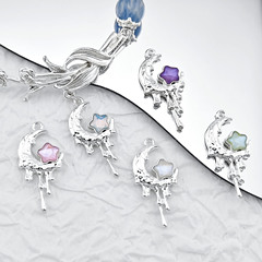 合金微嵌星月ペンダント溶岩月アクセサリー液体星月diyネックレスブレスレットストラップ手串材料