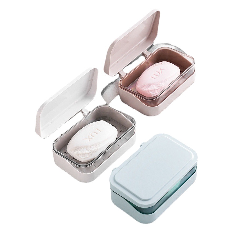 Caja de jabón titular de la luz del hogar de lujo de doble capa de drenaje con agujeros creativo inodoro baño caja de almacenamiento de jabón de viaje