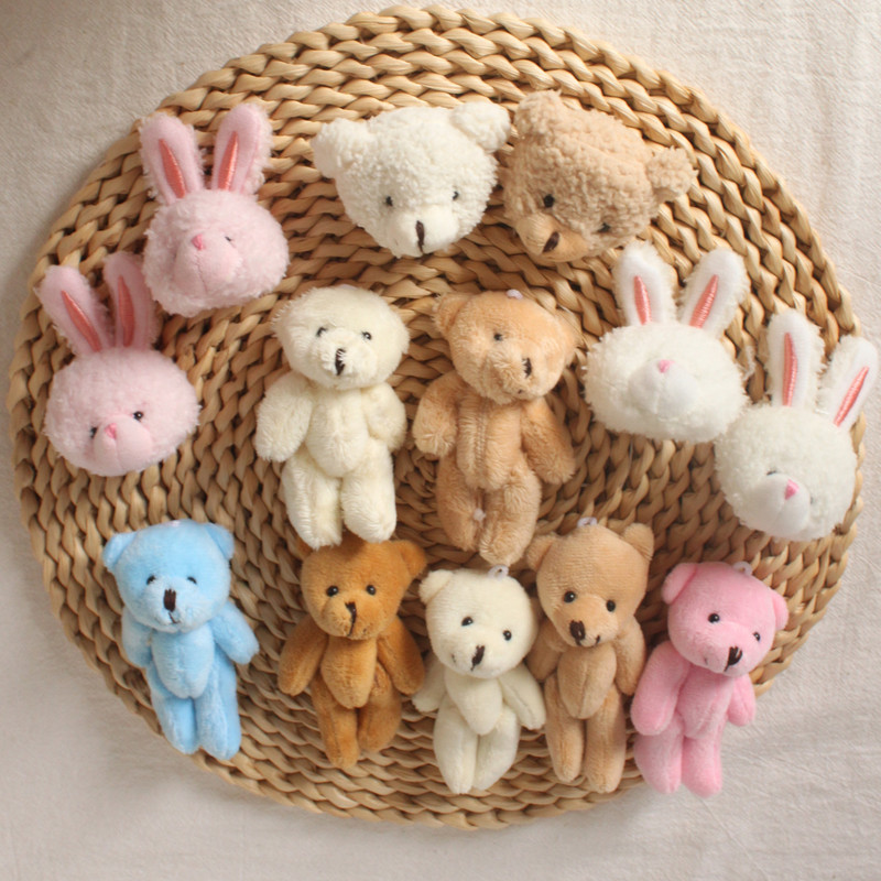 Stuffed Toy Teddy Bear Doll Pendant 8cm Long Hair Joint Bear Doll Hair Accessories Necklace Jewelry Clothing Material
