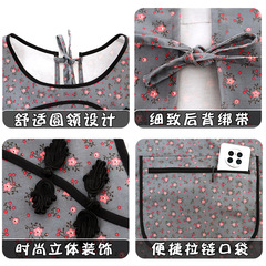 Chinese-style retro canvas apron for kitchen home use, anti-stain and breathable, for women's cooking waistcoat, stylish workwear