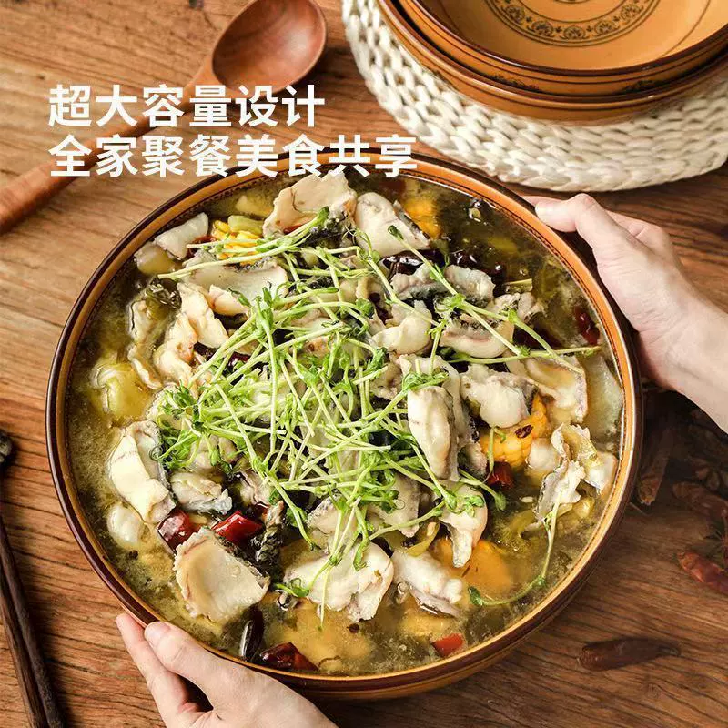 Big ceramic soup bowl for home use, internet celebrity