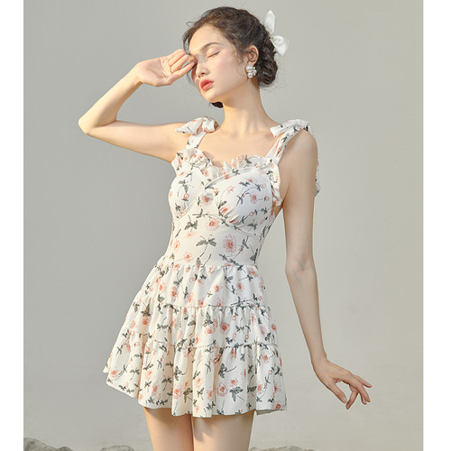  New Swimsuit Women's One-piece Sexy Skirt Style Lady Covering Flesh Hot Spring Swimwear Wholesale