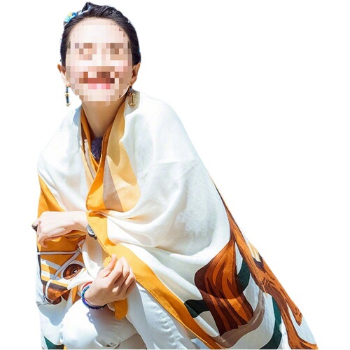 Wife's Travel Chaoqian Salt Lake Sun Protection Scarf - Summer Thin Silk Scarf, Like Zhang Ziyi's Style, Women's Beach Scarf
