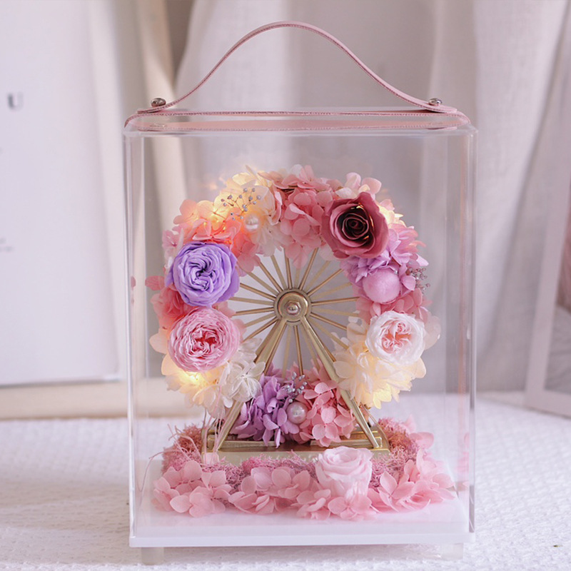 Eternal Flower Ferris Wheel Gift Box Acrylic Handheld Eternal Rose Ball Christmas Gift Creative Valentine's Day