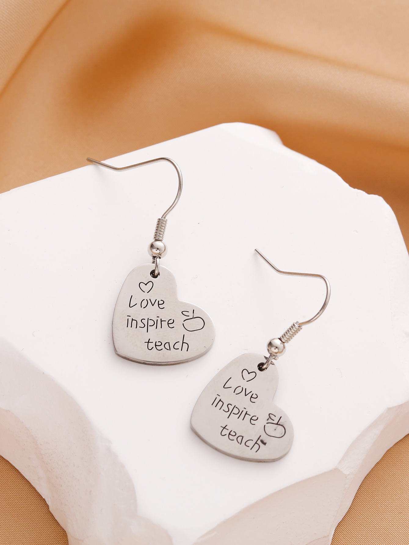 love inspire teach Earrings and Earrings are selling well in foreign trade. Wholesale of stainless steel DIY stud earrings and earrings pic 4