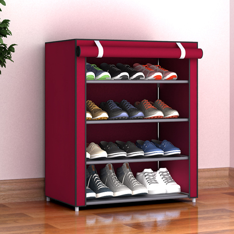 F simple gabinete de zapatos a prueba de polvo doméstico tela de almacenamiento rack de zapatos multicapa rack de almacenamiento de zapatos artefactos de zapatos image 10