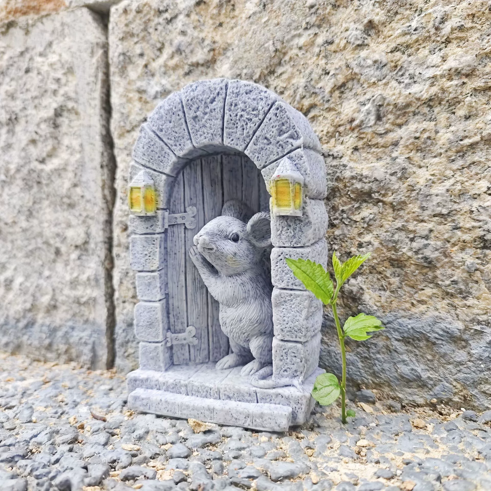 Новинка для трансграничной торговли: декоративная фигурка мыши из камня ручной работы для сада, микроландшафт, украшение из смолы