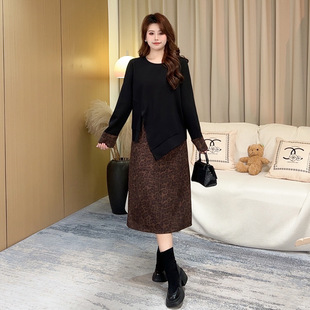 Spring 2025 New Korean Fashion Loose plus size T-shirt Leopard Print Skirt Two-piece Girl Student Women's Clothing