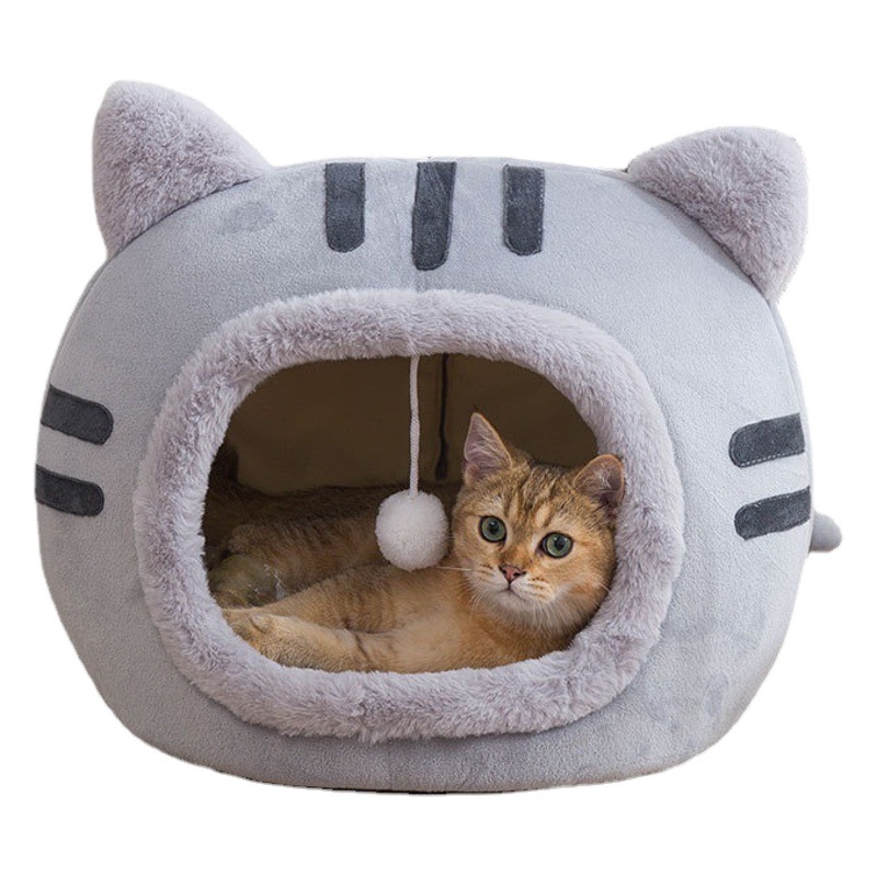 New Autumn and Winter Cat Style Internet Celebrity Cat Kennel Kennel Warm Semi-closed Pet Supplies Cat House Cat Mat