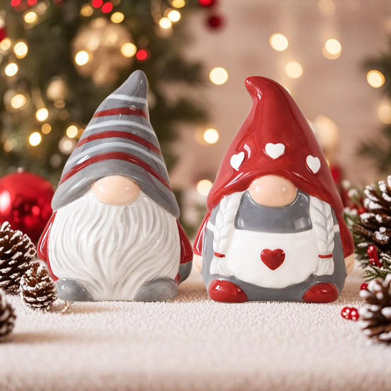 Nórdico Santa Claus cerámica sal de pimienta botella de pimienta elfo navideño creativo decoración de alto valor en relieve decorable