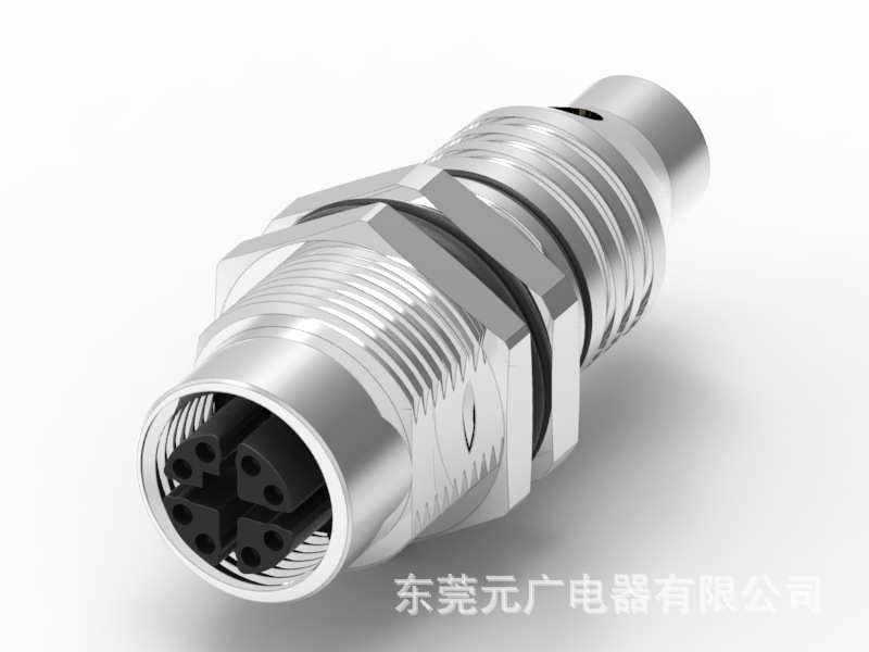 M12 X-CODE 8PIN 母头 前锁面板式 带屏蔽管