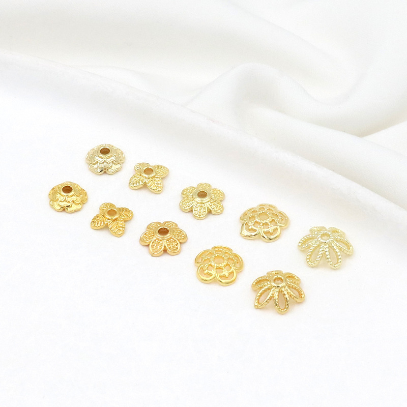 Pure copper color preserving 14K18K gold color preserving flower holder flower cap bead holder loose bead bracelet material DIY handmade accessories C02