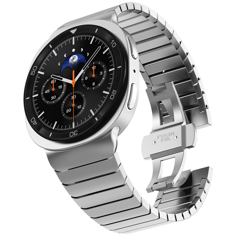 One Bead Butterfly Buckle Stainless Steel Watch Strap Suitable for Samsung Watch Galaxywatch8 Metal Wristband Ultra