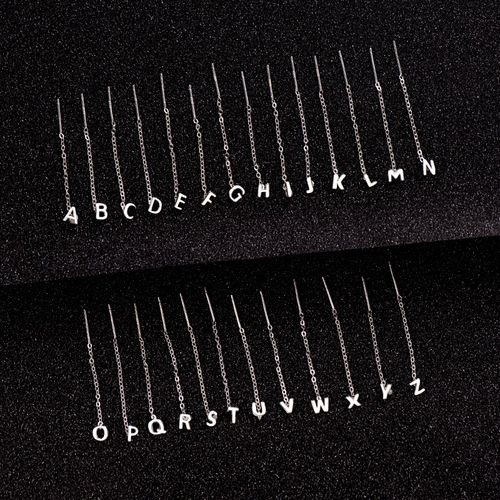 Under the Banyan Tree S999 sterling silver letter ear wire for women  new trendy ear piercing ear wire simple cold style earrings