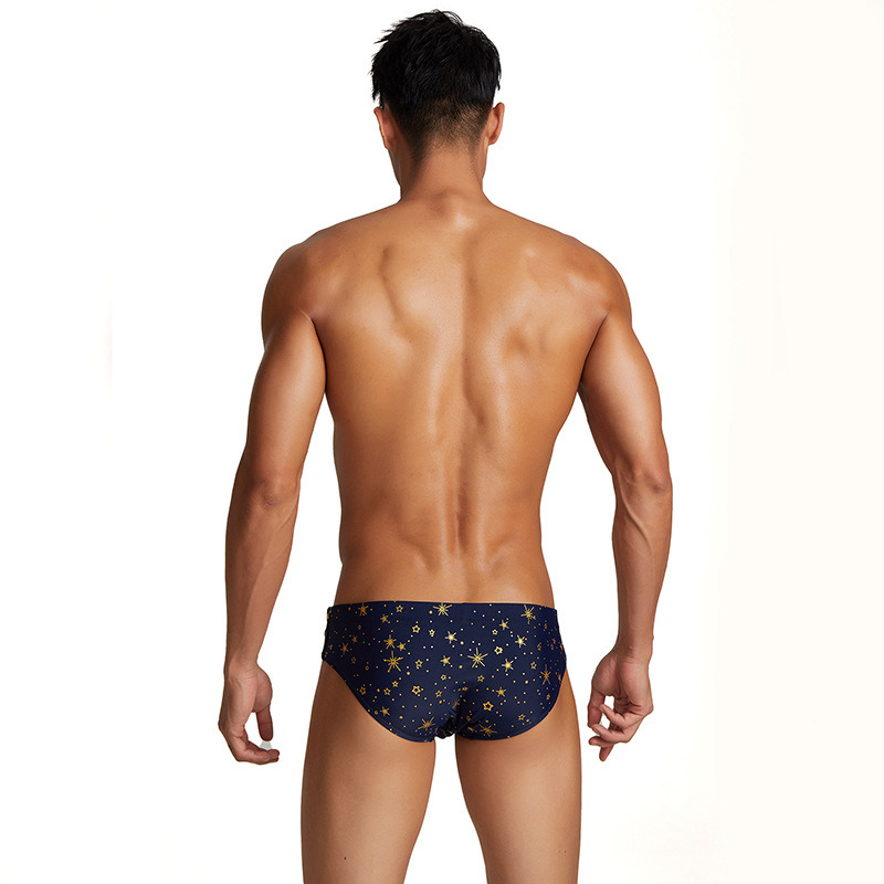 2022 new pattern man Quick drying Swimming Sandy beach Navy Blue Youth sexy printing triangle Deep blue