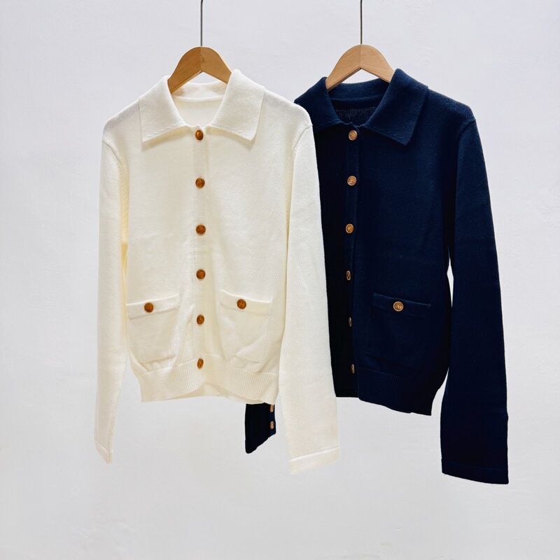 Ed2026 Spring New Style Cashmere Soft Cotton Workwear-Style Cardigan European and American Style Minimalist Fashion Lapel Knitted Jacket Ed2026 Spring New Style Cashmere Soft Cotton Workwear-Style Cardigan European and American Style Minimalist Fashion Lapel Knitted Jacket