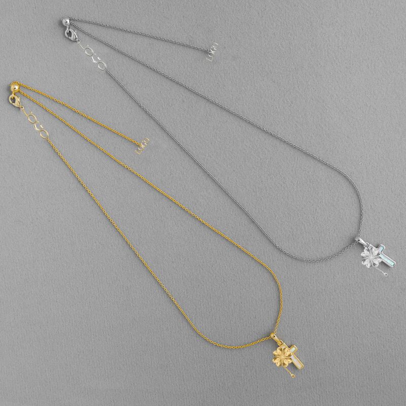Ks White Kyocera Opal Cross Gold Necklace Cross-Border Popular Simple Elegant Exquisite Cross Clavicle Chain