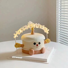 ネット赤誕生日おめでとうアルファベット発光ケーキ飾りアーチ型ランプ飾りhappy birthday暖灯