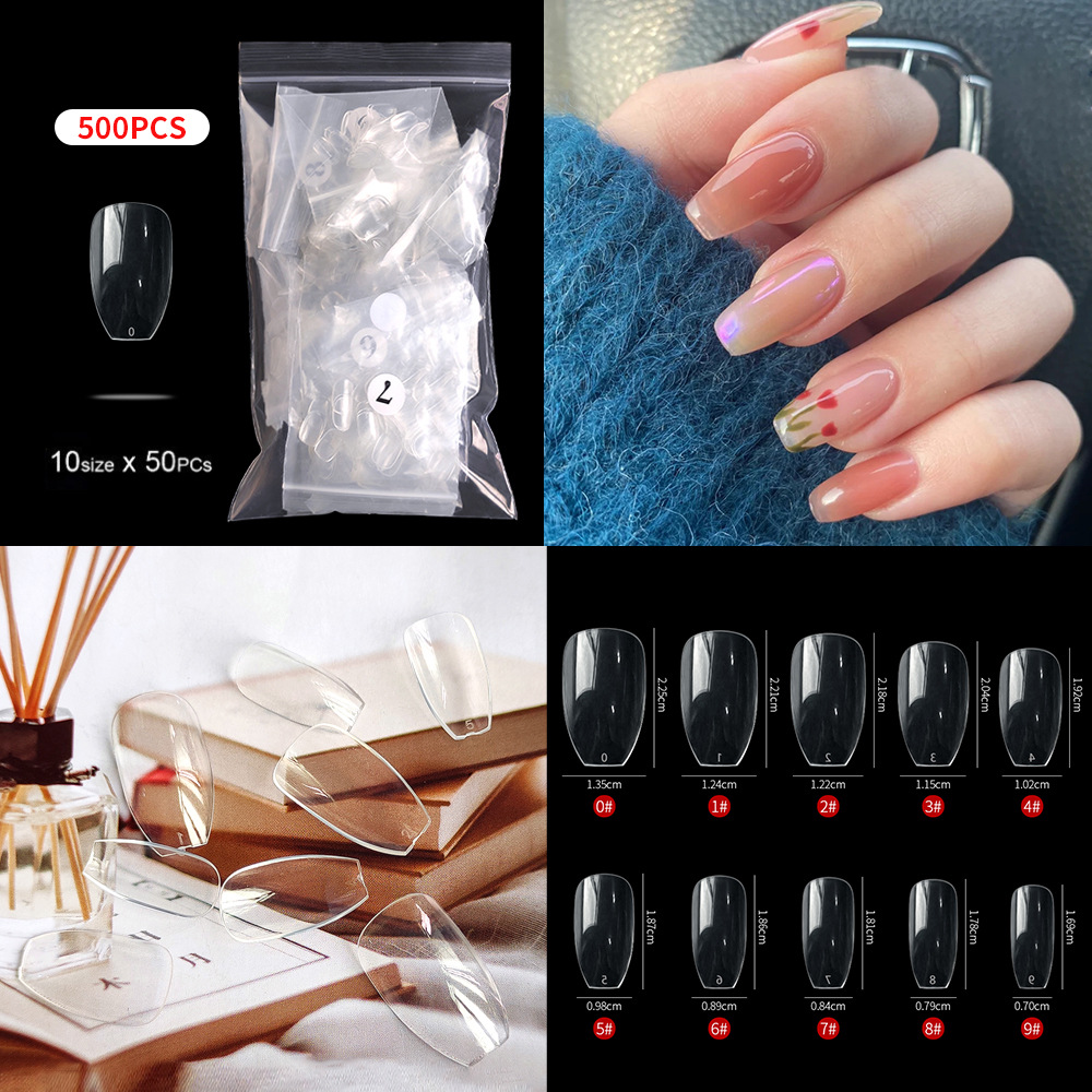 500 piezas de puntas de uñas blancas en una bolsa, varios estilos de uñas suaves sin pliegues, puntas de uñas transparentes, puntas de uñas especiales para uñas postizas. image 8