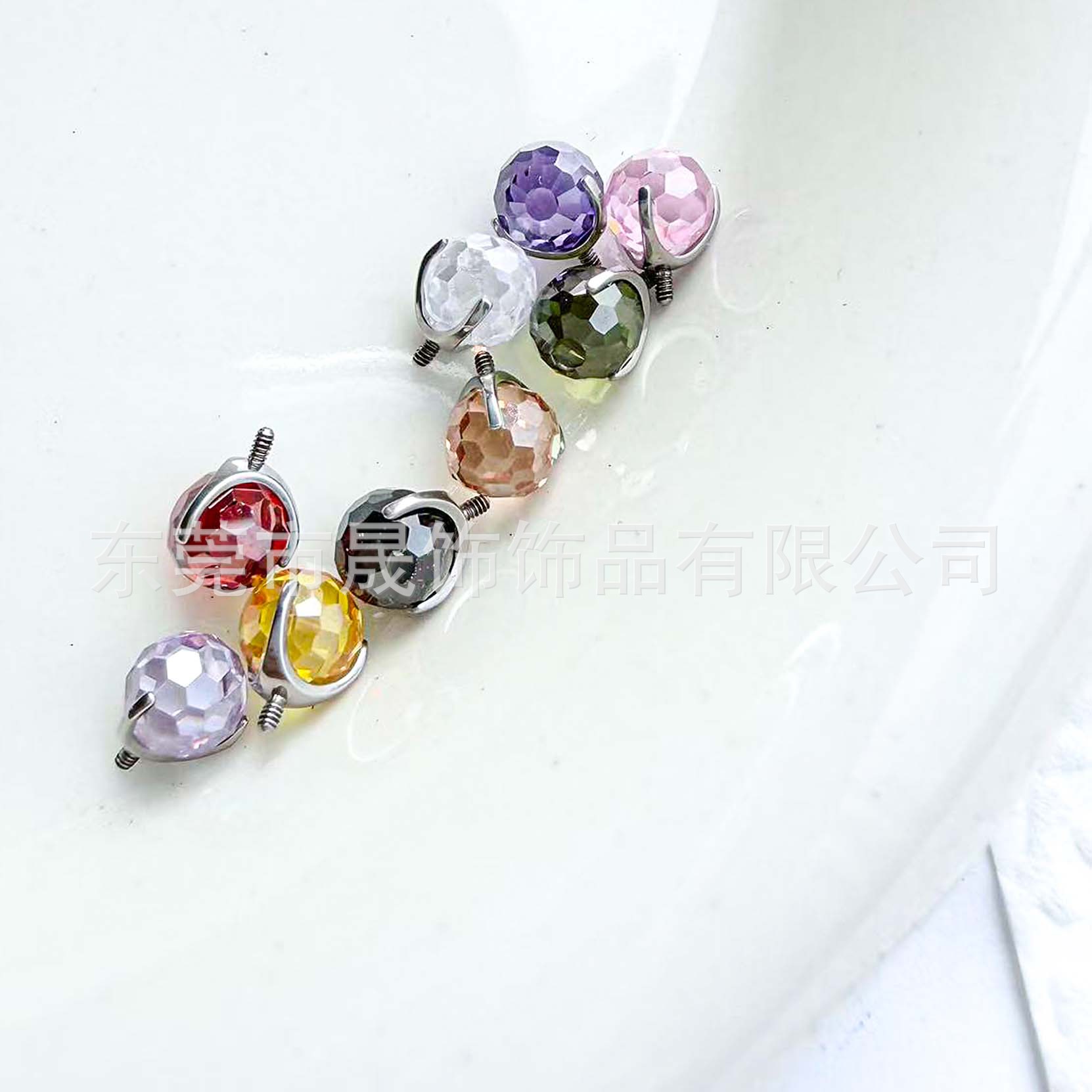 F136 Titanium Cubic Zirconia Ball 小灯泡 Ear Stud Tongue Barbell 超闪蹦迪 Ball Helix Cartilage Stud G23 Implant Grade Titanium Piercing Jewelry