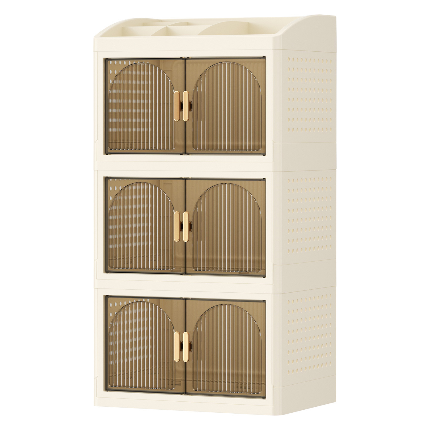 Caja de almacenamiento de cosméticos de escritorio transfronterizos de gran capacidad gabinete de almacenamiento plegable de sala de estar