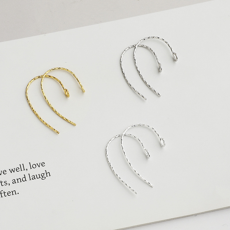 S925純銀車花耳鈎9字銀耳勾DIY翡翠珍珠耳環耳吊半成品耳飾配件