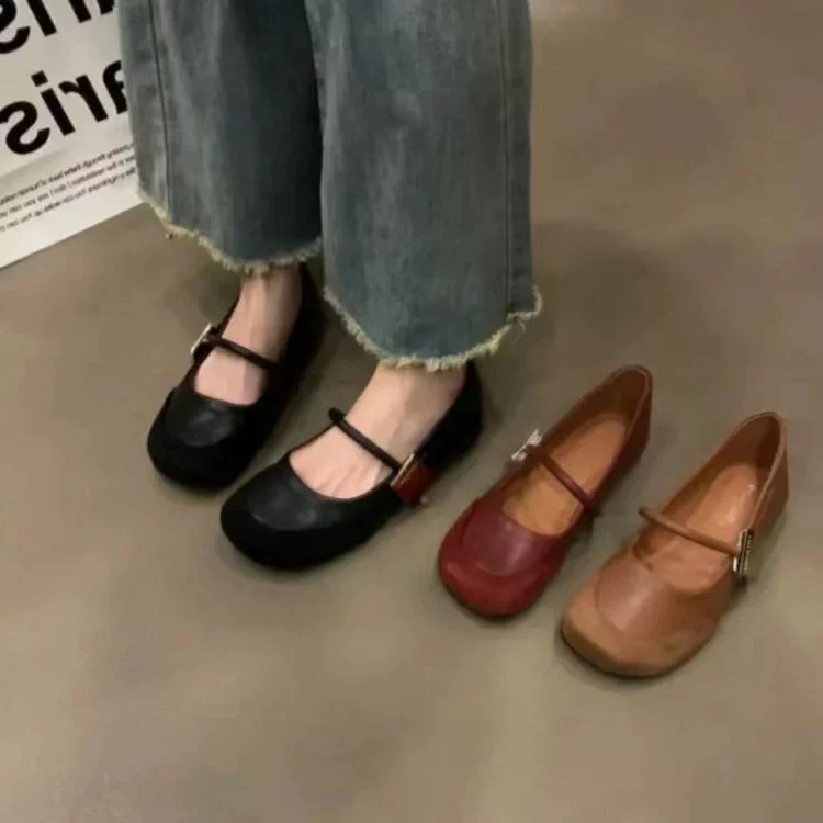 Лоферы Mary Jane в стиле ретро с круглым носком и металлической пряжкой, женские новые уродливые милые кожаные туфли Мори в Корейском стиле, весна 2020