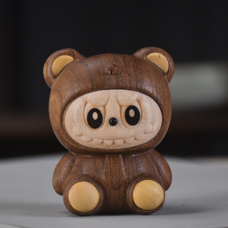 ブナ材の木彫り小さなハリネズミ癒しのドーパミン装飾品無垢材スプライシングクリエイティブ文具ハンドピース無垢材ポータブル|undefined