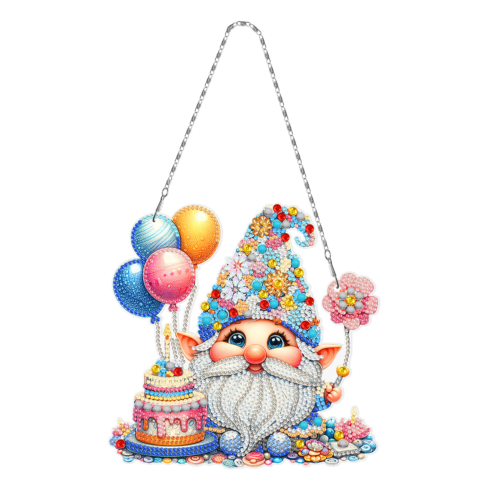 Pintura de diamantes DIY círculo dibujos animados colgante genio Navidad sala de estar decoración pintura distribuible