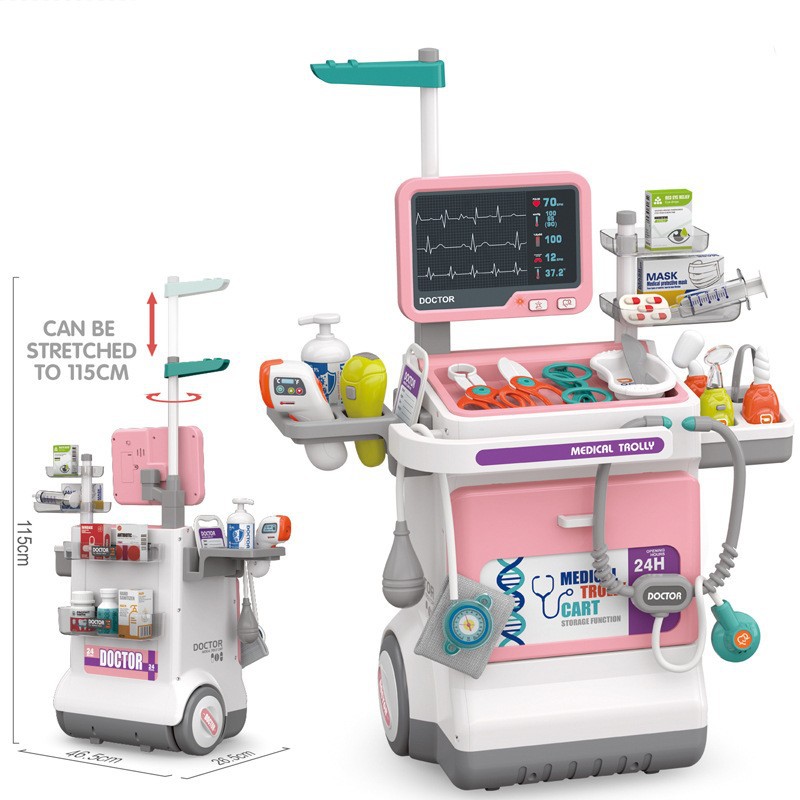 Niños transfronterizos simulación médico ECG escritorio médico aspiradora limpieza carrito jugar casa supermercado compras Juguetes