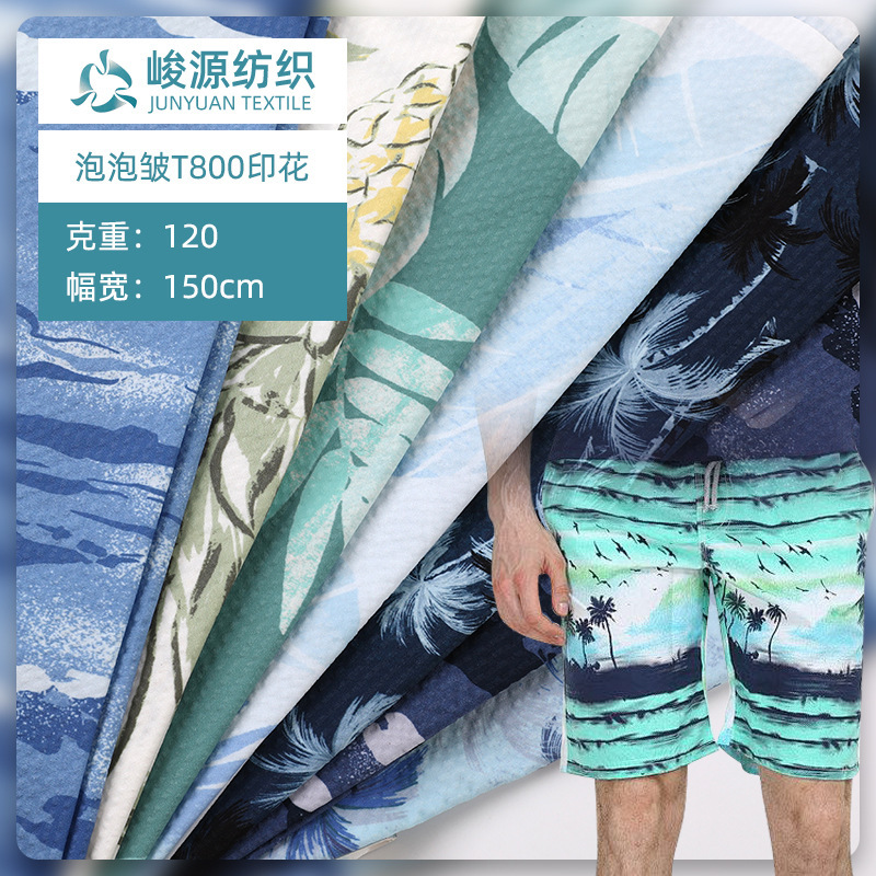 T800 Bubble Wrinkle Printed Fabric Breathable Shirt Top Dress Windbreaker Jacket Fabric Stripes