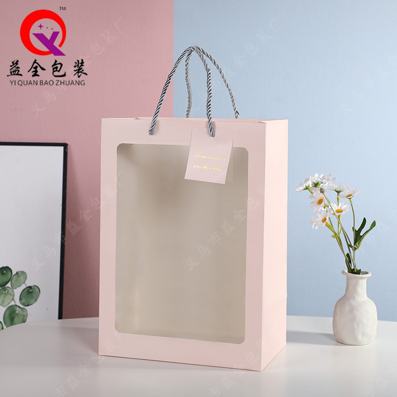 Bolsa de regalo tipo ventana para el Día del Maestro, cumpleaños, embalaje de flores, tarjeta de regalo, recuerdo, bolsa de papel, venta al por mayor image 9