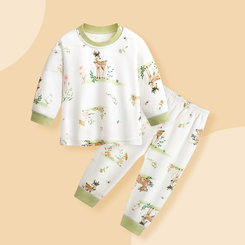 소년 소녀를위한 어린이 잠옷 봄과 가을 순면 클래스 소년 소녀를위한 가을 옷 세트 가정 옷