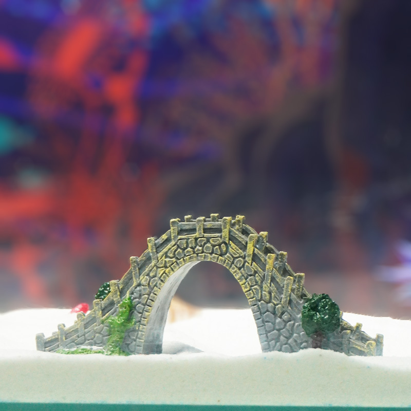 Bonsai chino decoración micro paisaje paisajismo pequeño puente pecera piedra arco puente decoración jardinería arco puente simulación Puente de Piedra PVC
