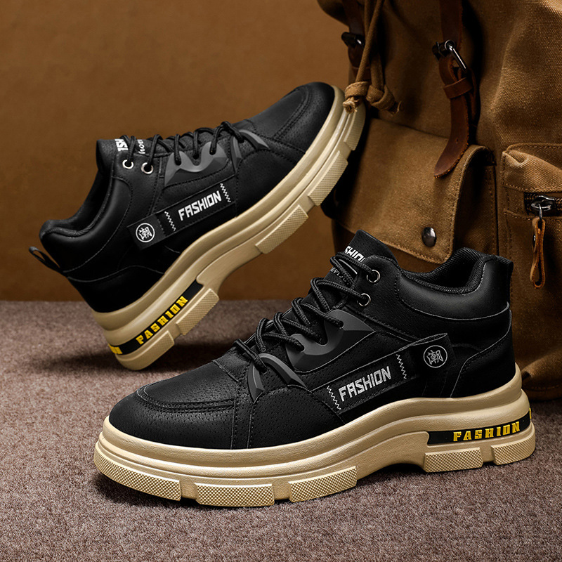 Nuevos zapatos de hombre de otoño de botas Martin, zapatos de trabajo de trabajo de trabajo de trabajo de alto bajo rendimiento resistente al desgaste