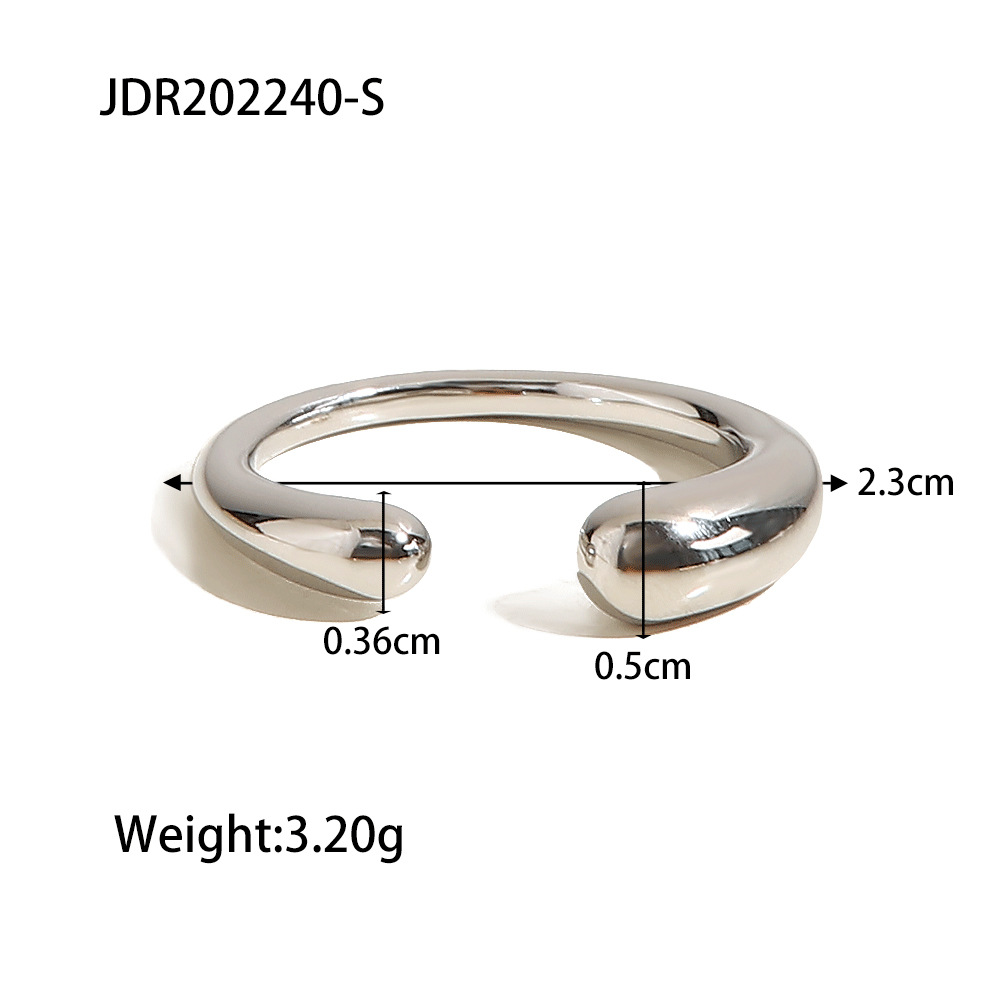 Fashion Geometric Solid Color Stainless Steel Plating Open Ring 1 Piece